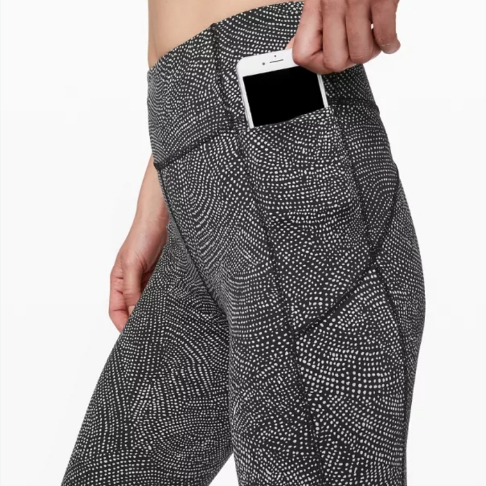 Lululemon athletica Final LapCrop 23" Black and White Patterned Women's Leggings - Picture 5 of 11